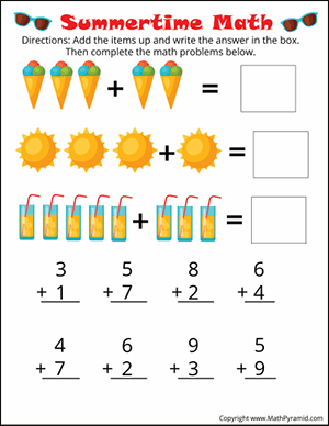 addition worksheet for kindergarten