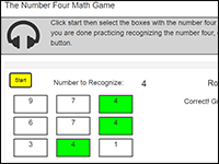 Online Math Game to practice the number 4