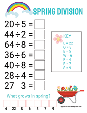 spring division worksheet for grade 3 math worksheets