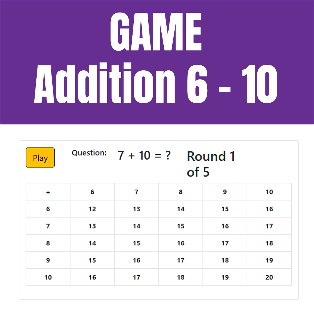 Addition 6 - 10 Math Game